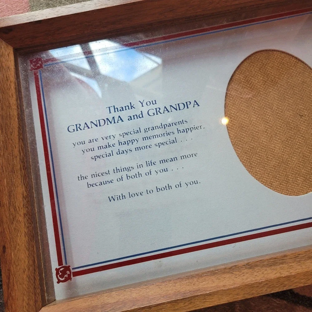 Abbey Press Wood Picture Frame Thank You Grandma and Grandpa Sentiment Gift‎ Vtg
